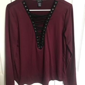 Burgundy and black  long sleeve shirt